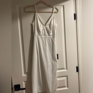 Lulus White Satin Dress with Lace back